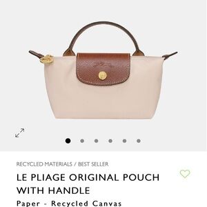 Longchamp Le Pliage Original Pouch with Handle - light pink and Brown